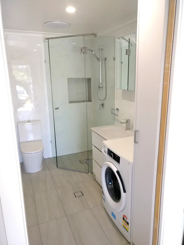 Finished bathroom in the converted sleepout
