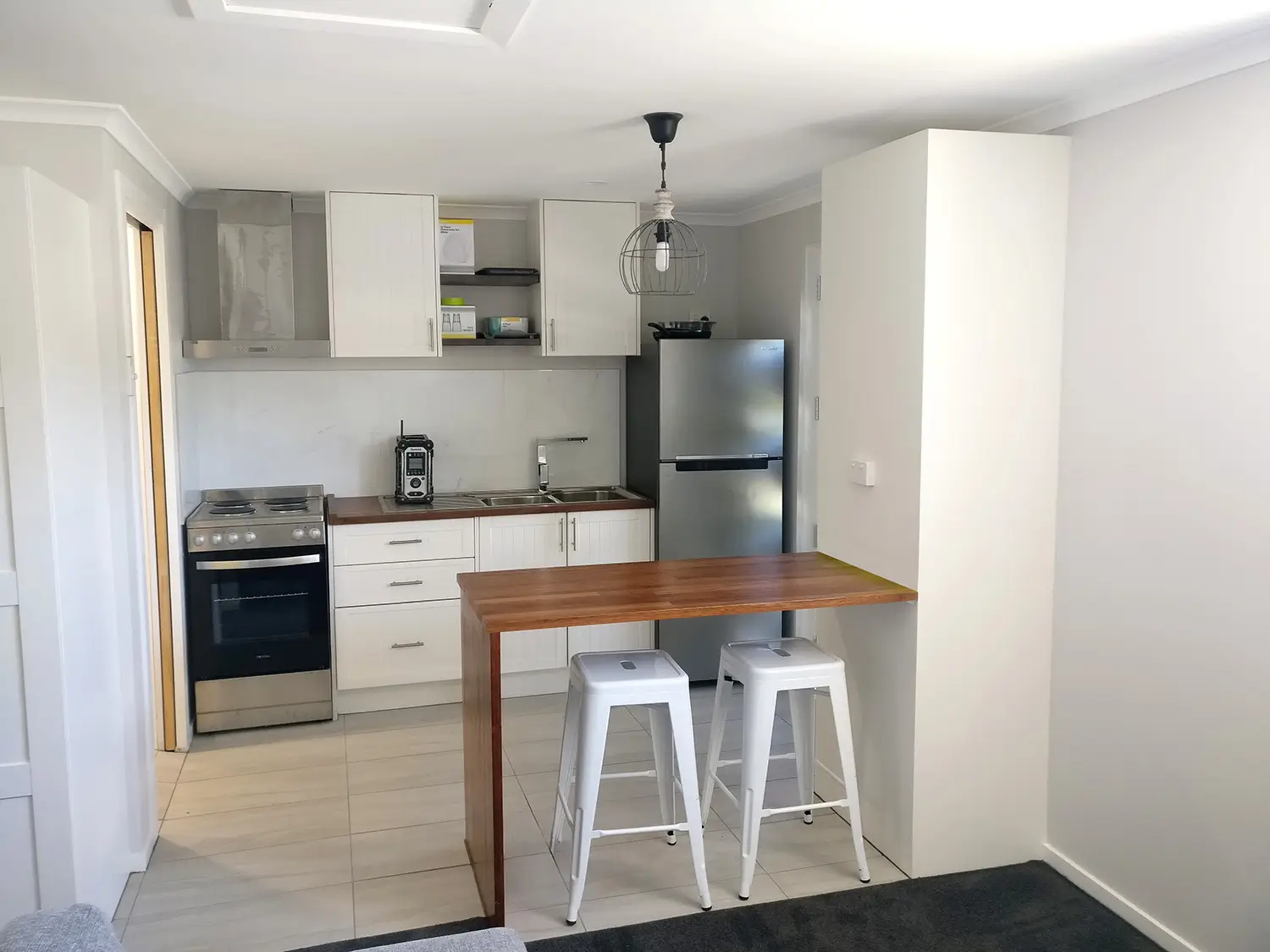 Finished kitchenette with breakfast bar