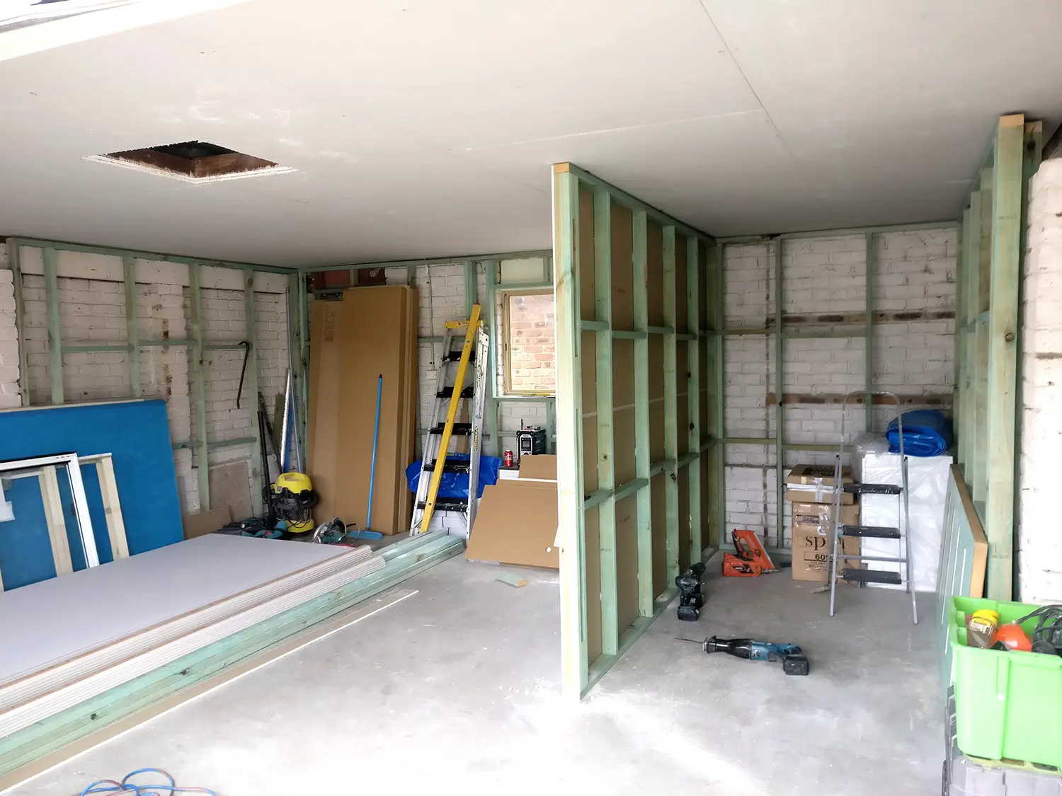 The garage stripped back and reframed