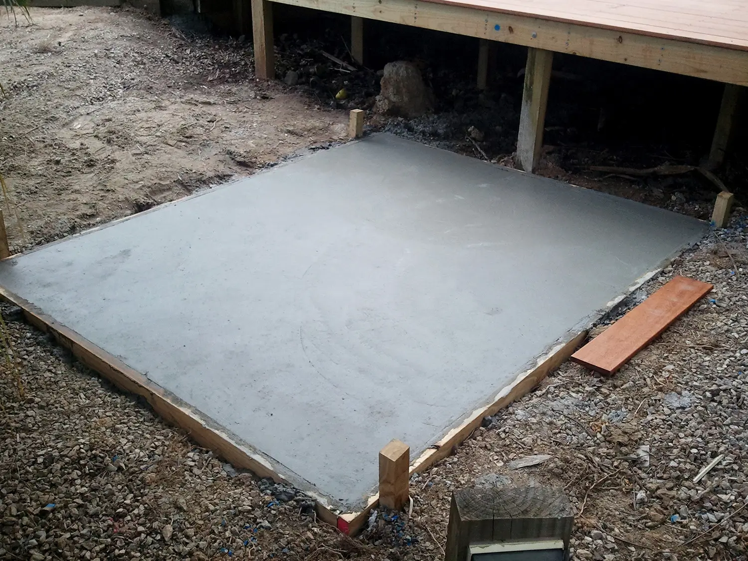 Concrete slab poured for the spa base
